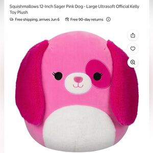 Squishmallows Pink and White Dog Plush